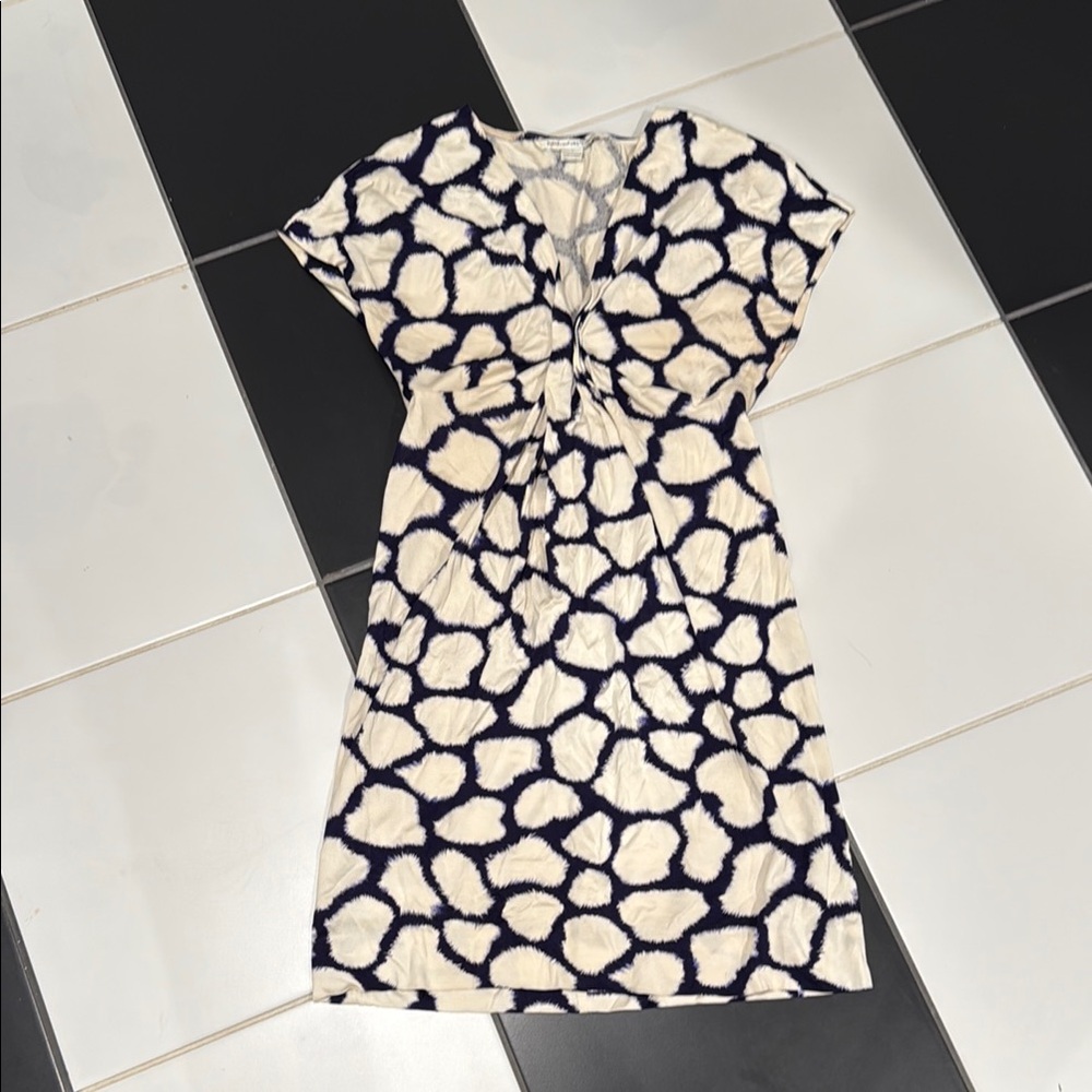 Diane Von Furstenberg Black and White Flutter Sleeve Sundress